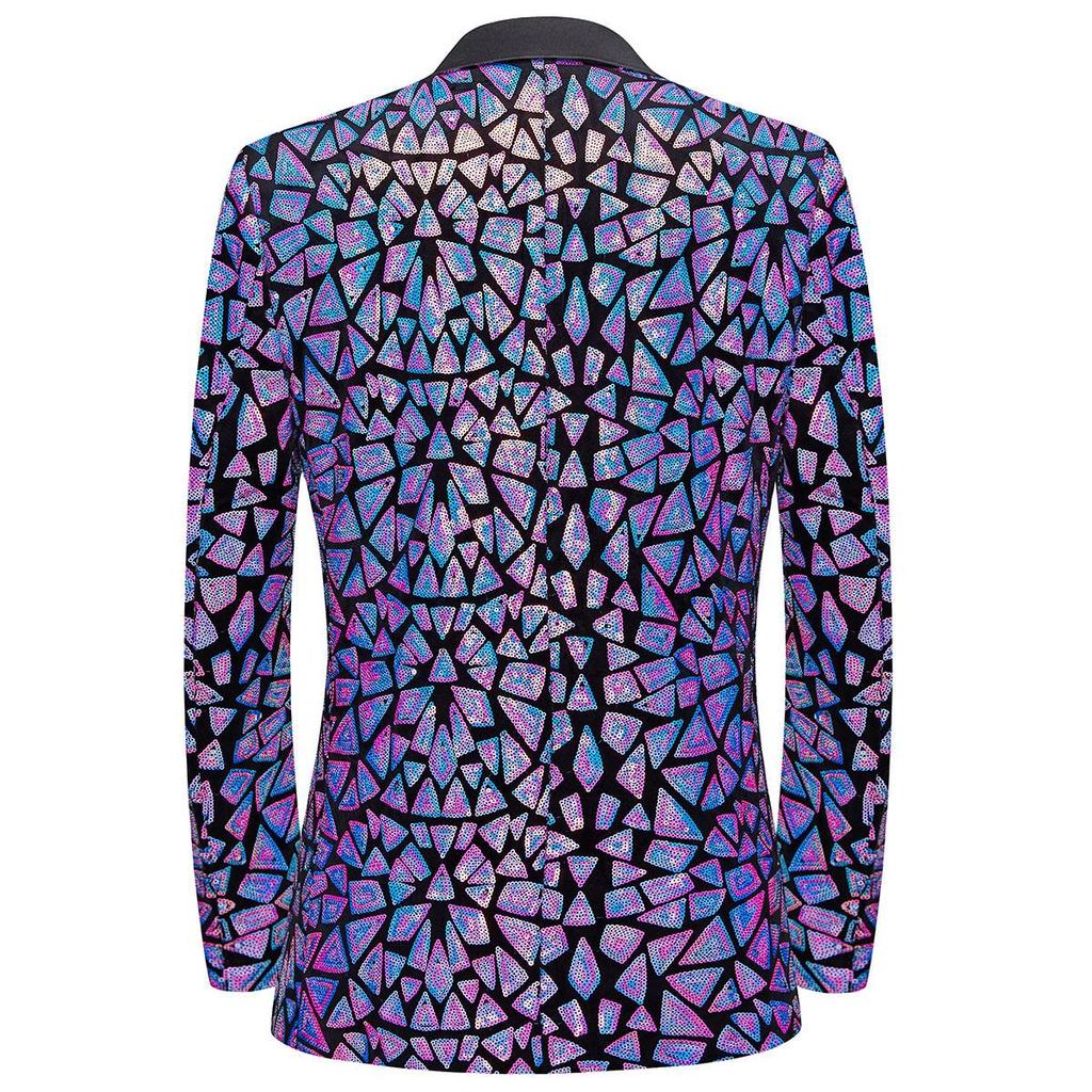 Herrenanzugjacke mit dreieckigen Pailletten und glänzendem Blazer