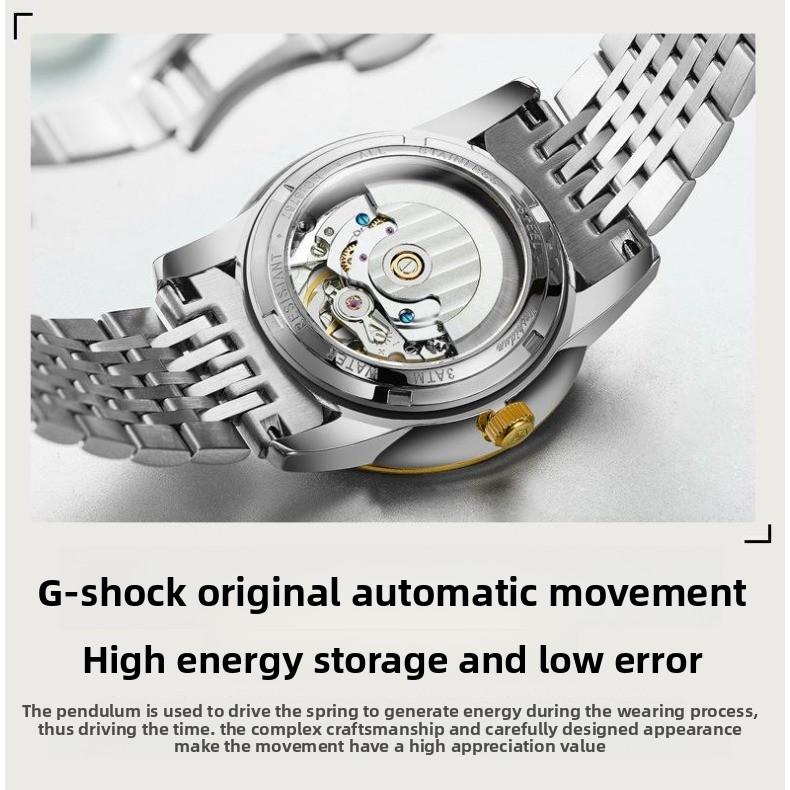 JIN SHI DUN Automatic Mechanical Watch, Fashionable Thin Waterproof Watch for Men