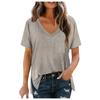 Women's Fashion Casual V-Neck Solid Color Flowy Loose Short-Sleeved T Shirt Top