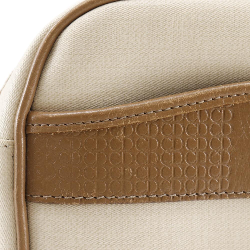 Dior CD Logo Shoulder Bag Pochette Vintage Beige PVC Women Used