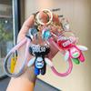 Adorable Acrylic Sand Flow Bunny Keychain Cute Couples Car Bag Key Accessory Gift