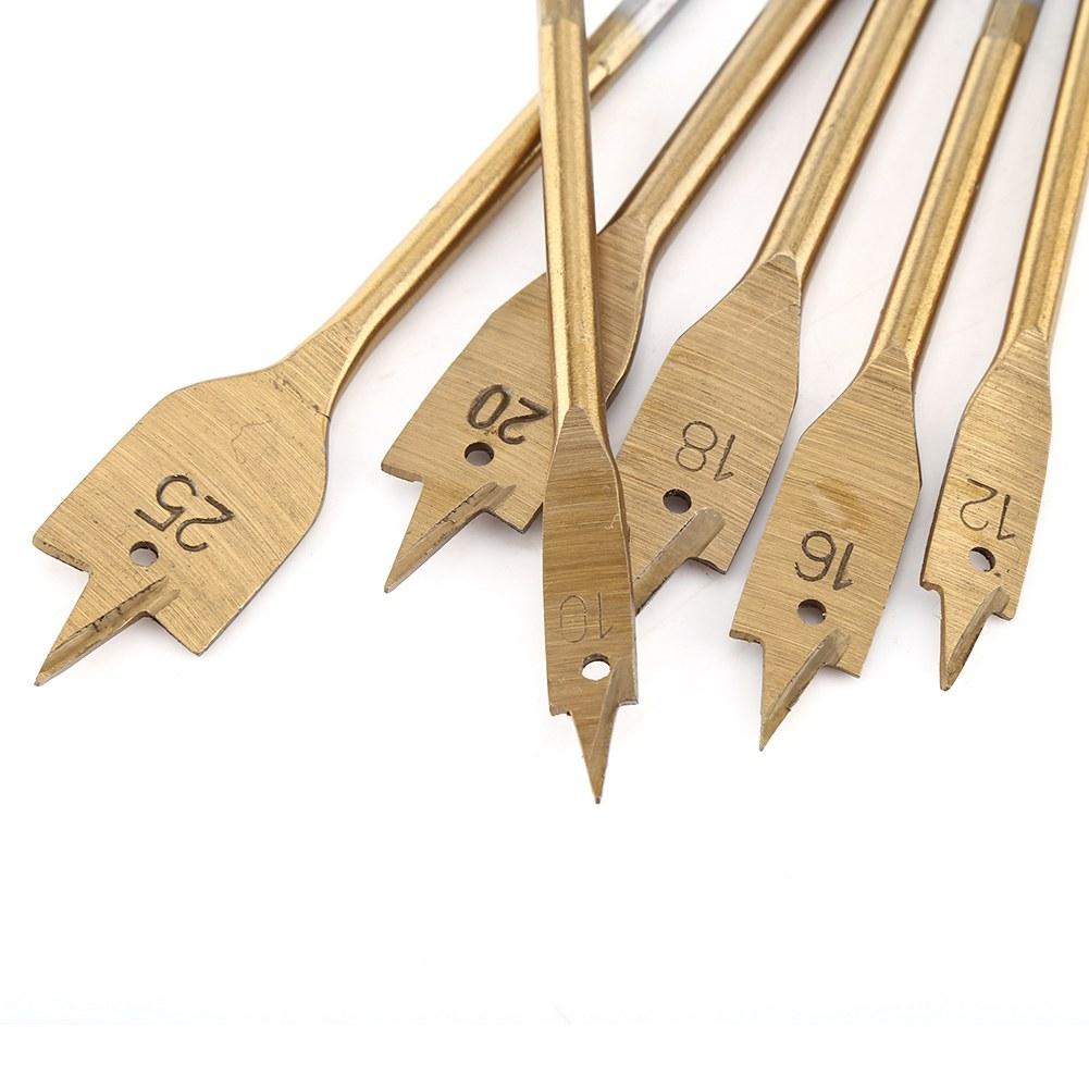 6 buc Burghie plate tip spatulă din oțel cu conținut ridicat de carbon pentru prelucrarea lemnului, scule de găurit plate 10-25MM