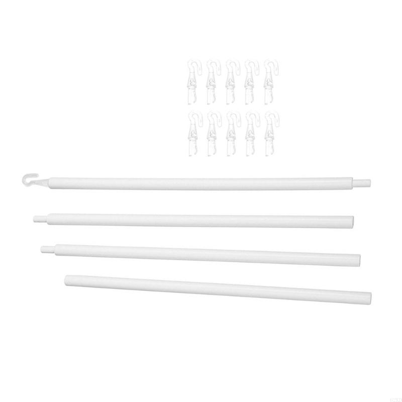 62KD Vertical Blind Wand Set, 46.06Inch White Plastic Rod Hook Handle Blind Rod