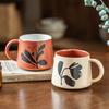 High Value Ceramic Mug Relief Flower Breakfast Cup Household Cup Cup Large Capacity Coffee Cup Water Cup