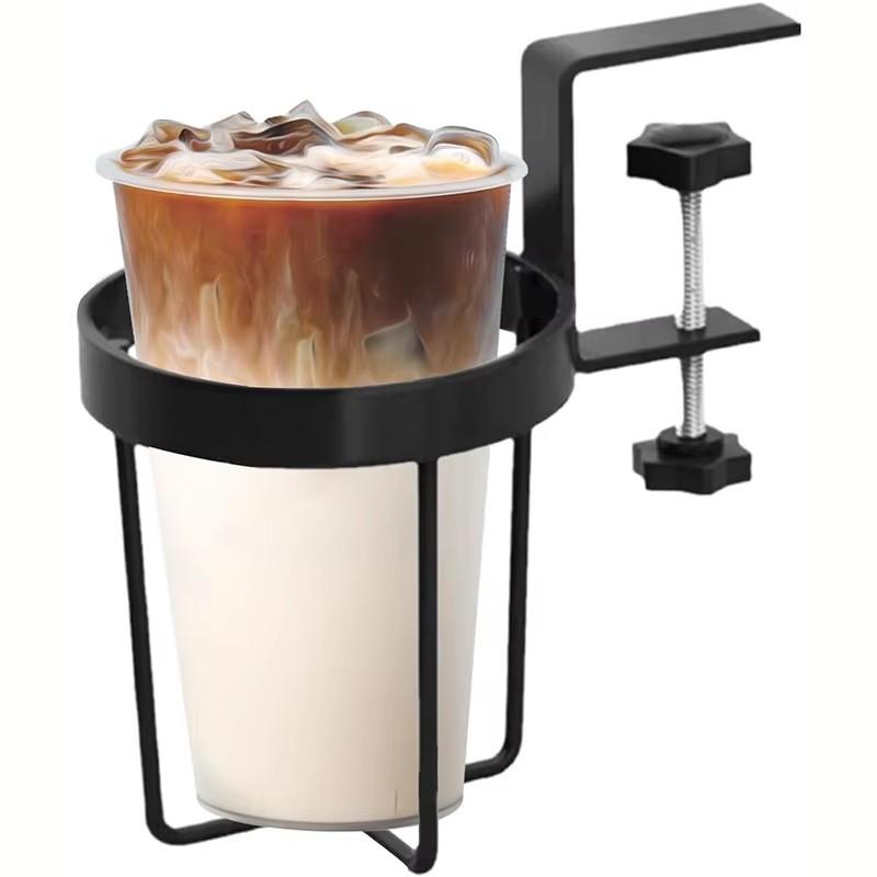 

Металлический настольный держатель для напитков, держатель для стакана на столе, держатель для стакана на приставном столике, зажим для крепления на столе и держатель из нержавеющей стали чёрный