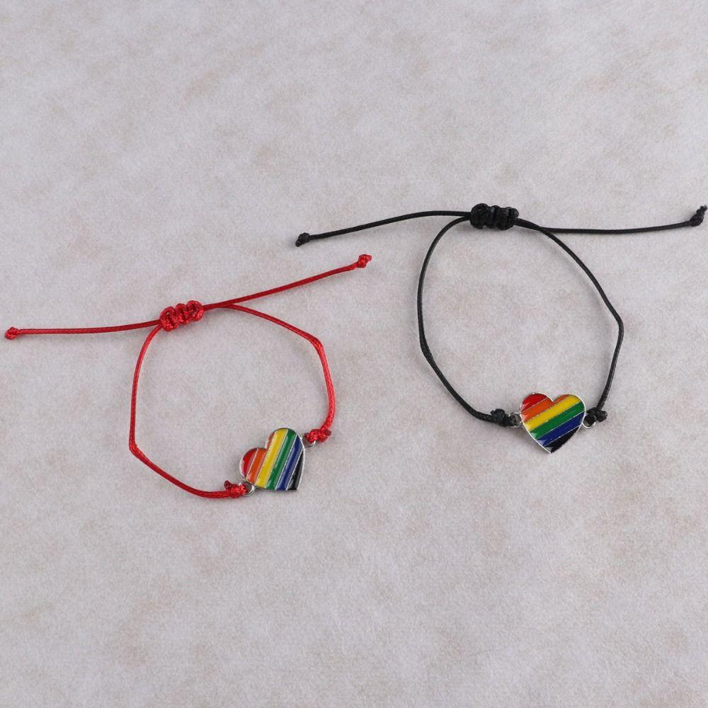 6Pcs Boho Rainbow Beaded Bracelet Love Heart Friendship Braided Rope  Pride Month