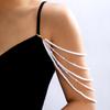 Boho Imitation Pearl Multi Layer Body Chain Beaded Shoulder Chain for Women Beach Vacation Daily Wear Jewelry
