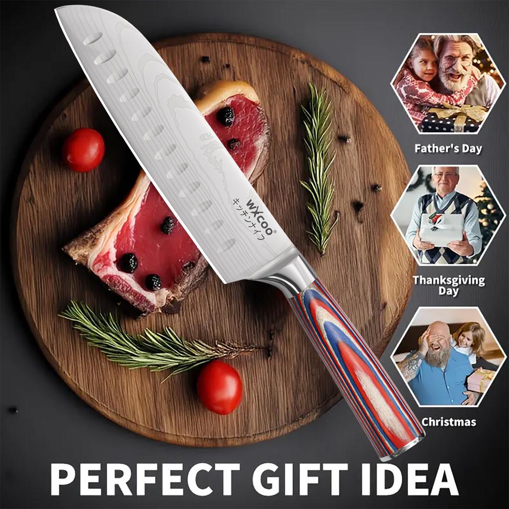 Professional Japanese Knives Kitchen Santoku Knife Damascus Pattern Chef Knife Vegetable Cutter Knife Slicing Knife