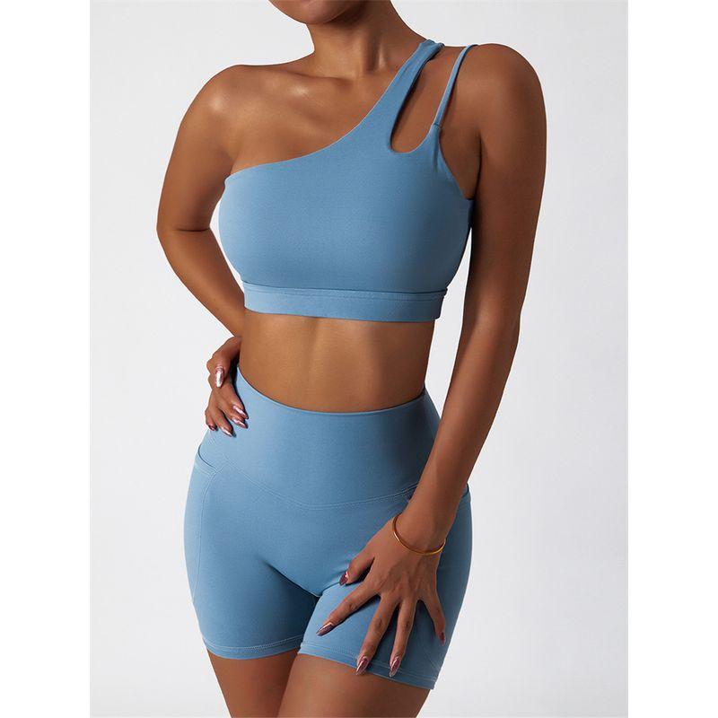 Oblique Shoulder Bubble Wrap Yoga Bra Cloud Sense Beauty Back Exercise Underwear Asymmetrical Shoulder Strap Running Workout Vest Tops