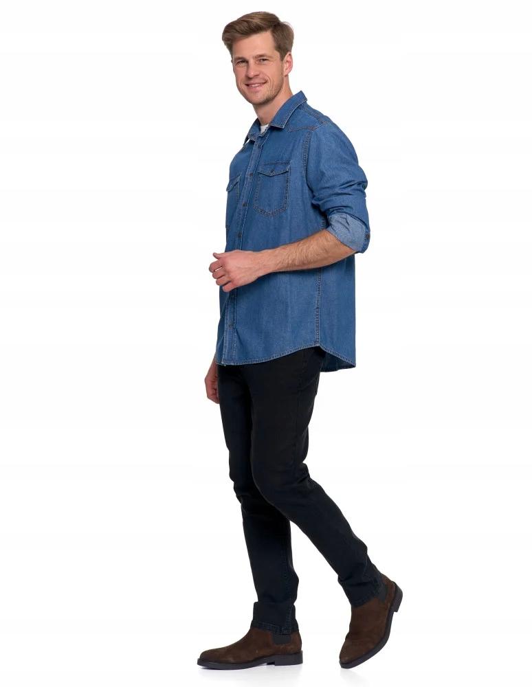 Men's Cotton Denim Shirt Elegant Modern Classic MORAJ XL BLUE