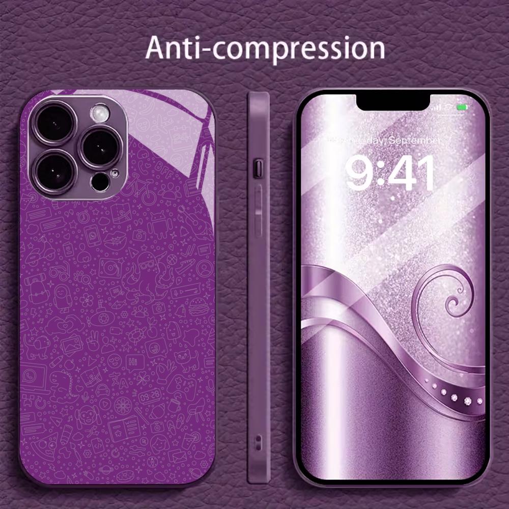 Purple White Line Art Doodle for coque iphone for iphone 17 case Fashion Case fundas Glass for iPhone 17 16 15 14 13 pm Pro Plus