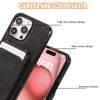 For iPhone 15 Pro Case Card Holder Kickstand Leather + TPU Phone Cover with Shoulder Strap
