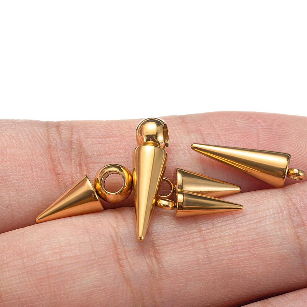 10 Stück Edelstahl Kegel Anhänger Retro Dorn Perlen Anhänger für Damen Herren Creolen Schmuckherstellung Zubehör