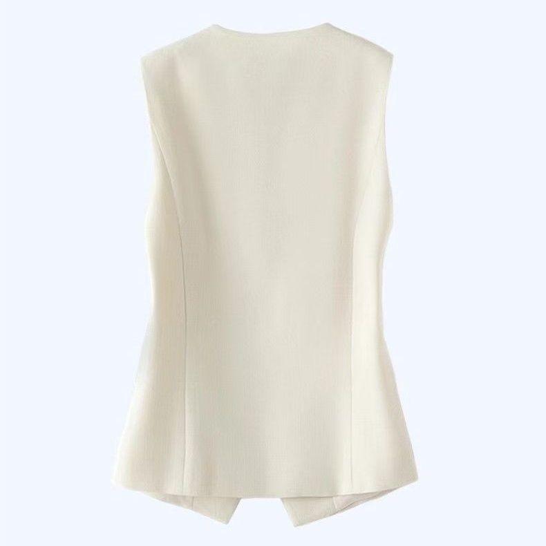 Luxuriöse Bestickte Anzugweste Frühling Herbst Schlankmachende Ärmellose Weste für Damen Trendiges Layering-Outfit