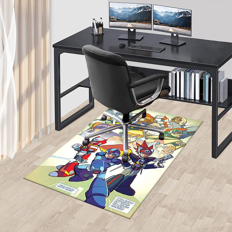 

1pc Mega Man Anime Cartoon Design Office Chair Mat Non-Slip Carpet for Home Decor, Suitable for All Seasons, Ideal as a Gift.Y083 60cm by 90cm