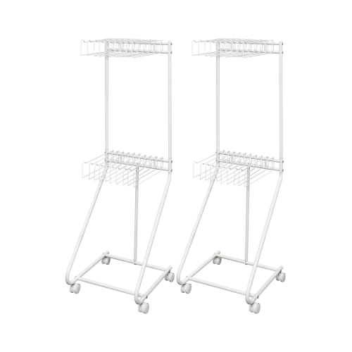 ottostyle.jp Two-Tier Pants Hanger Rack (44cm Wide x 128cm High), Slim Design with Casters, Large Capacity, Holds 20 Pants, Perfect for Clothes, Skirt