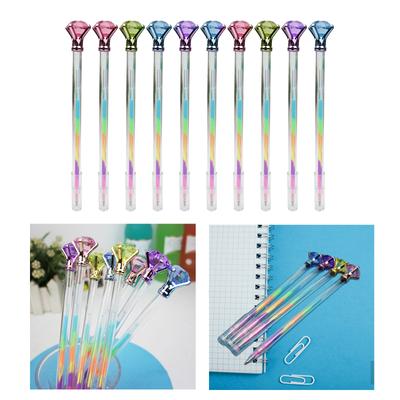 10 Pcs/Set Colorful Rainbow Pen Neons Gel Pen Big Diamond Pen Multicolor Pen Glitter Decorative Pen for Writing Drawin