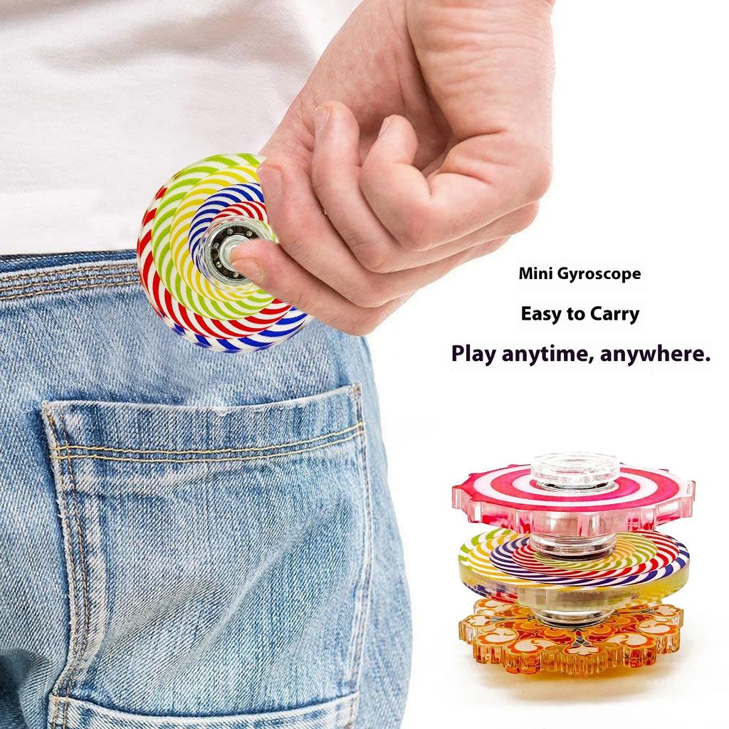 6PCS Colorful Mandala Pattern Small Portable Fidget Spinners Bulk Fun Kids Birthday Party Favors Anxiety ADHD Stress Relief Toy