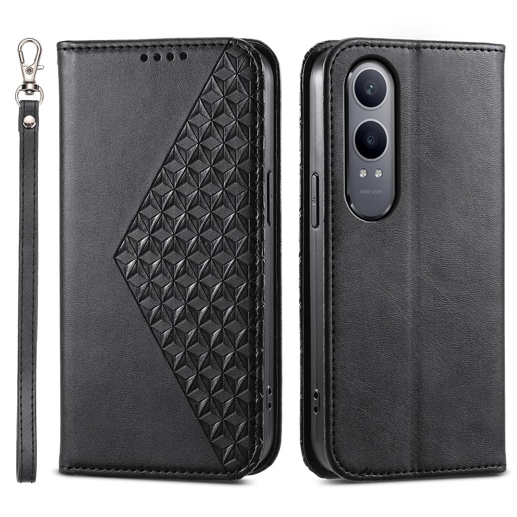For Oppo K12x 5G (China)/OnePlus Nord CE4 Lite 5G Phone Case Calf Texture PU Leather Wallet Cover with Strap