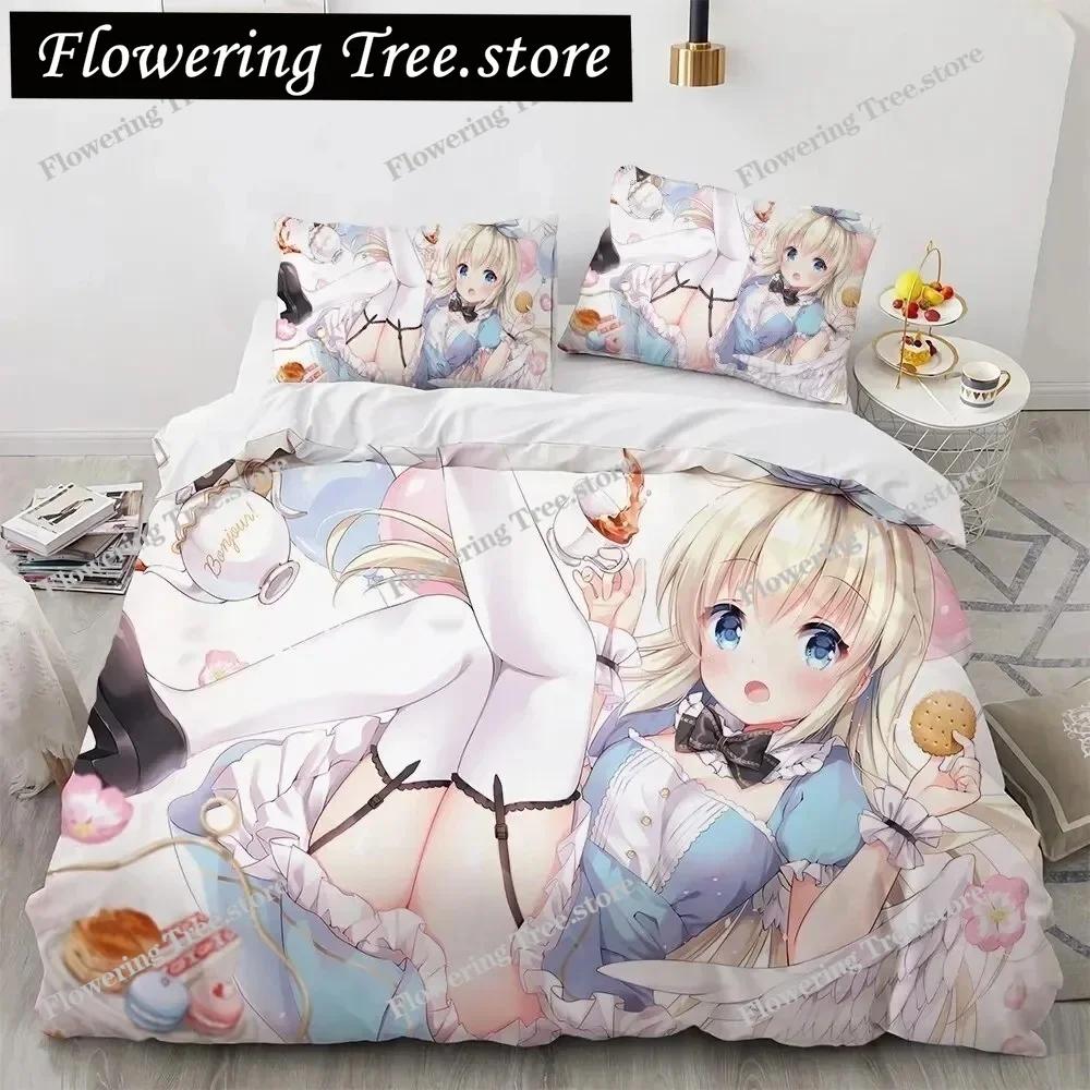 Kawaii Anime sexy Girl Bedding Set,Duvet Cover Comforter Bed Set Quilt Cover Pillowcase,King Queen Twin Size Boys Girls Adults