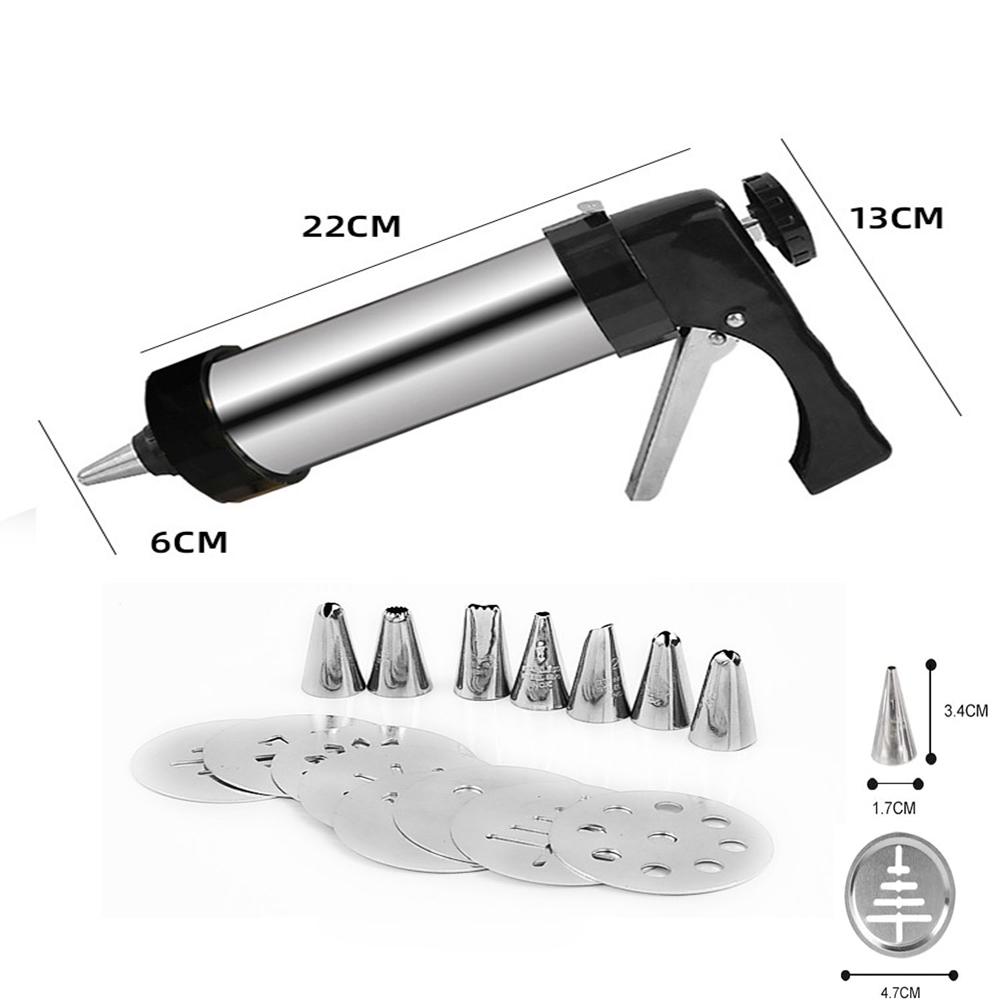 DIY Manual Cookie Press Maker Machine Gun,Stainless Steel Piping Nozzles Biscuit Make Cake Decoration Tools,Decorating Squeezing