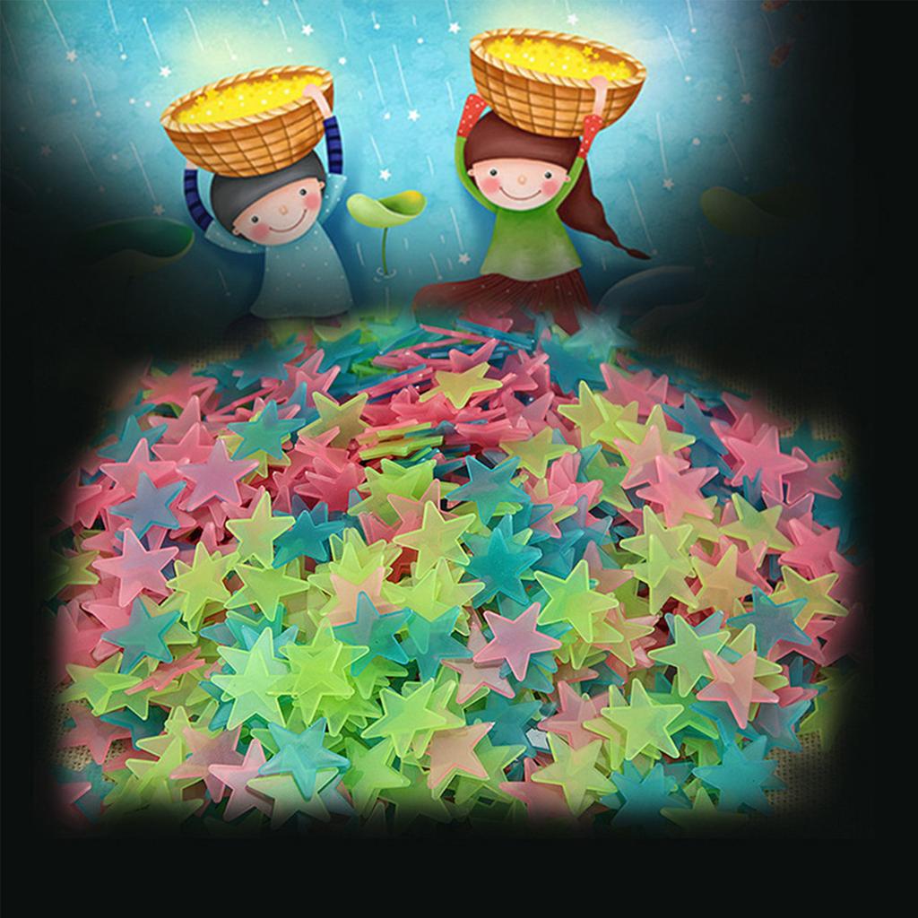 100PC Kids Bedroom Fluorescent Glow In The Dark Snowflake Wall Stickers,Star Luminous Patch Fluorescent Plastic