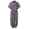 2020 Women's European Retro Leopard Print Short Sleeve Jumpsuit, Loose Plus Size, High Waist, Leg-Slimming Design