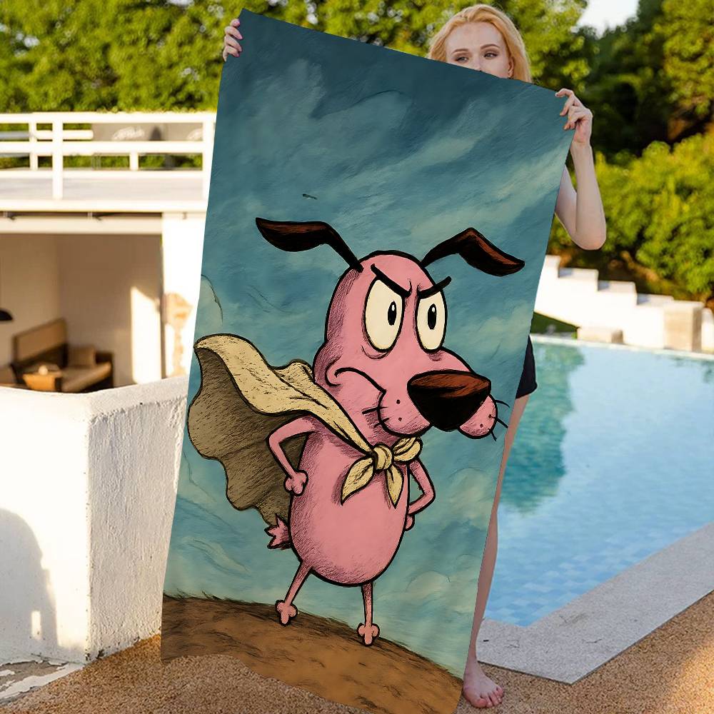 Cartoons C-Courage The Cowardly Dog Bath Towel Microfiber Soft Water Absorbing Breathable For Girl Kids Decorative Beach Towel