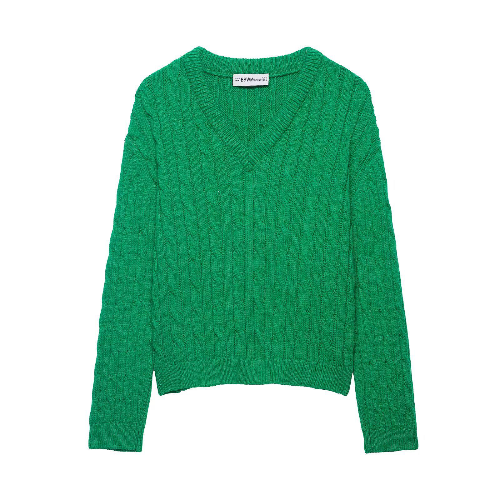 European Fashion Casual V-neck Eight-strand Knitwear Medium