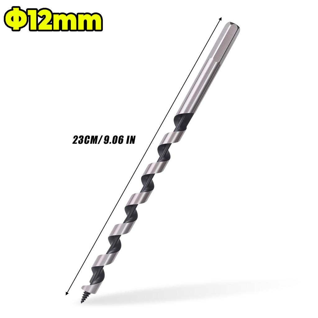 1/3x Extended Auger Drill Bit for Wood Door Lock Reaming Carbon Steel Hexagonal Handle Deep Hole Spindle Drill Bits 6/8/10/12mm