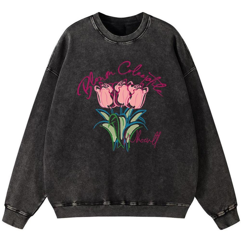 

Тюльпан Искусство Букет Женская Винтажная Хлопковая Толстовка Тонкого Стиля Осень Оверсайз Пуловер Простая Удобная S