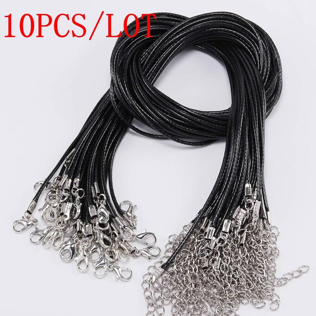 10 Pcs/lot Dia 1.5mm Real Leather Cord Necklace With Clasp Adjustable Braided Rope For Jewelry Making DIY Necklace Bracelet