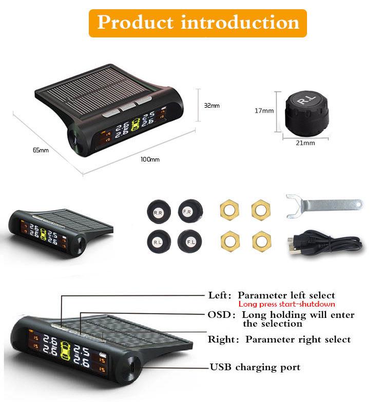 

Солнечный Беспроводной Универсальный Высокоточный Монитор Давления в Шинах Автомобиля TPMS