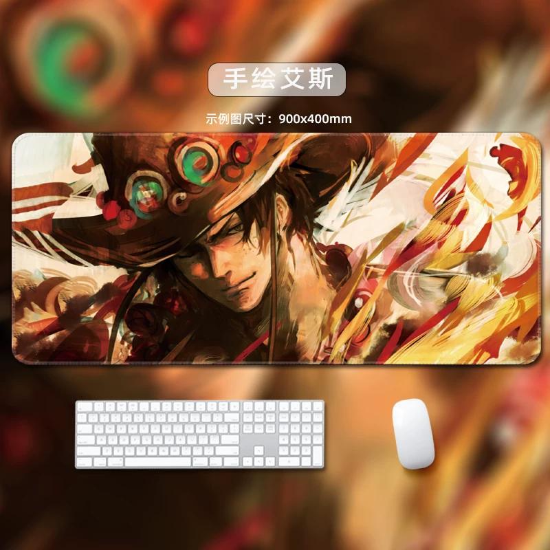 One Piece Leather Mouse Pad Oversized Small Office Gaming Keyboard Pad Desk Pad Bristle Bracelet Monkey D. Luffy Roronoa Zoro Decorative Desk Mat