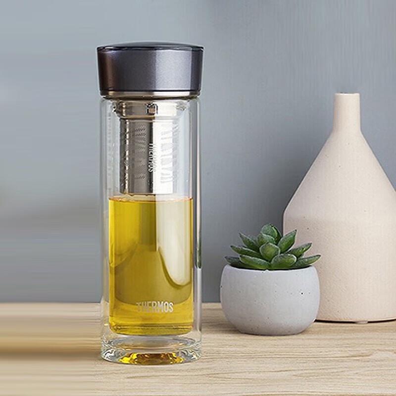 Thermos 400ml Double Wall Glass Tea Infuser Bottle