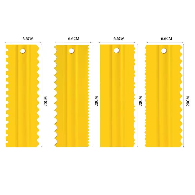 4Pcs/Set Plastic Double Sided Tooth Baking Pastry Spatulas Cake Scraper Pattern Cream Scraper DIY Baking Tools Baking Accessory