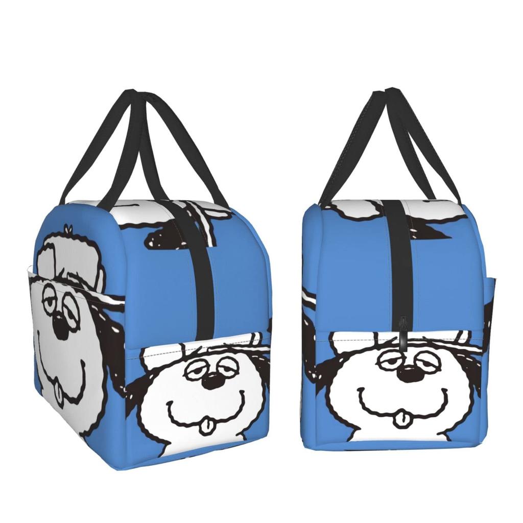 Snoopy and Olaf Insulated Lunch Bag with Bento Cooler Bag with Soft Cooler Bag Clasp, Black, Box, Insulated, Zipper, Compact, Bag, Tote/Eco