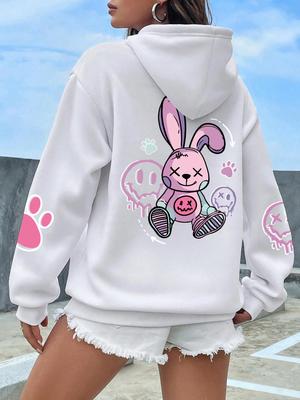 Hip Hop Street Casual Printed Damen Hoodies Fashion Hoodie Übergröße Lose Neue Sweatshirts Herbst Warme Fleece-Kleidung