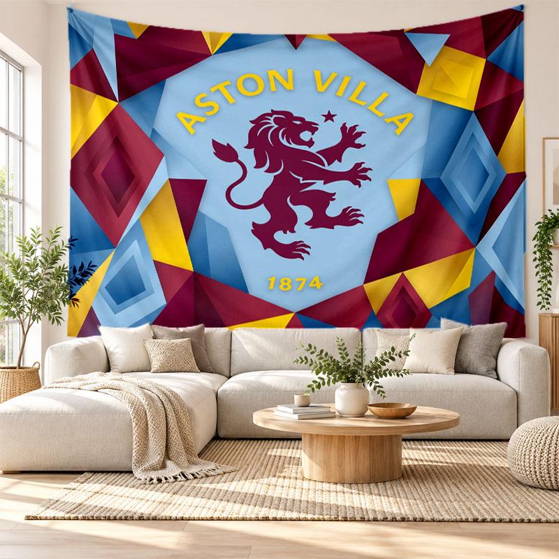 Tapisserie murale de football Aston Villa, Suspension murale en tissu doux, Toile de fond décorative pour chambre à coucher, Art mural pour la maison