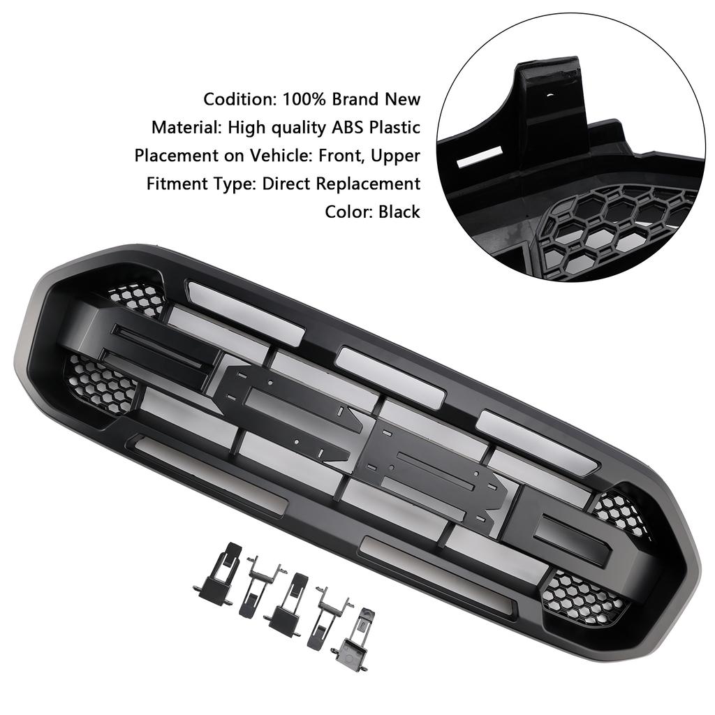 Przedni Zderzak Styl Raptor Grill Kratka Pasuje Ford Ranger 2019-2023 Czarny