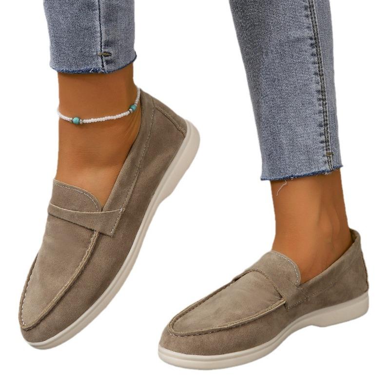 Large size casual simple suede women's shoes spring and autumn new women's outer wear light mouth comfortable soft sole single shoes