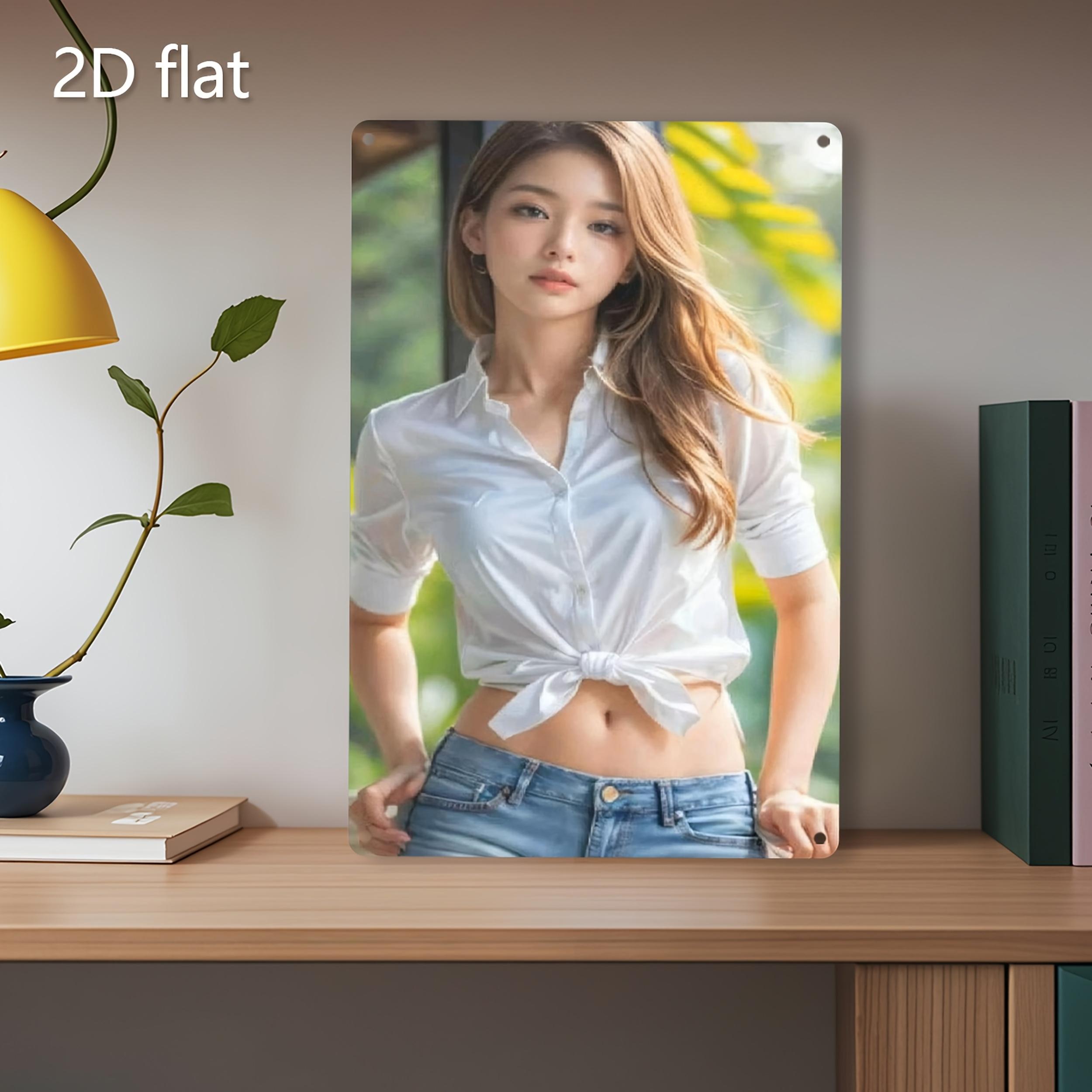 

RETRO Metal Wall Art, Vintage Iron Decor Woman in Jeans & Shirt, Home Garden Outdoor Weather-Resistant Hanging Decor 20x30cm（7.8x11.8inch）