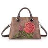 Johnature Vintage Handbag Handmade Embossing Cow Leather Women Bag Large Capacity Floral Female Shoulder Messenger Bags