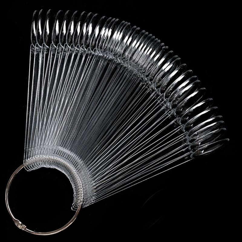50 Pcs Fan Style Clear Nail Swatches Sticks Nail Art Accessories for Gel Polish Display and Easy Color Comparison