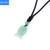 Niche unique design natural agate stone fish pendant crystal braided necklace jewelry