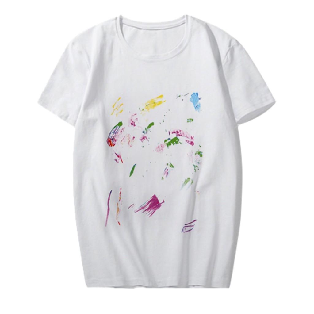 Kpop Graffiti BTS Baumwoll-T-Shirt Suga Jimin V Grafik-Shirt Unisex Paar-T-Shirt Größe