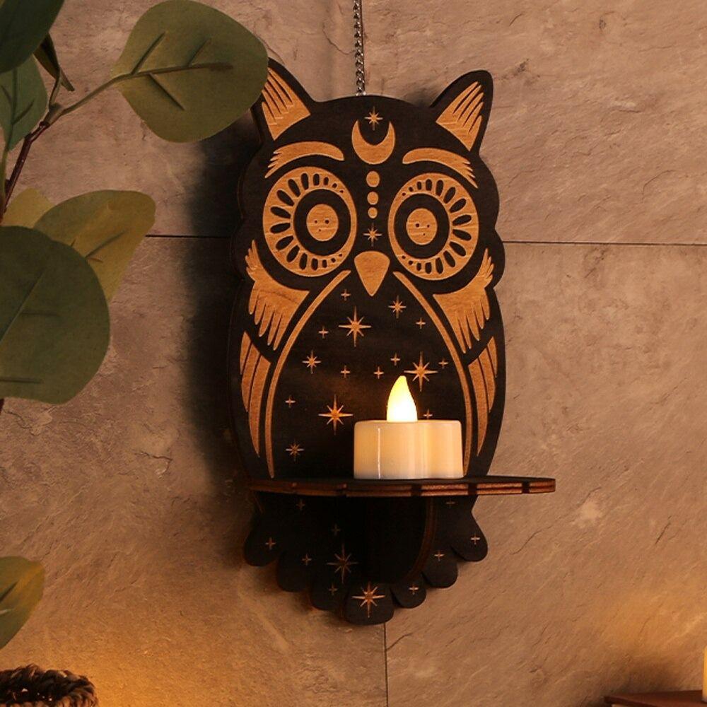 Smooth Wooden Carving Candle Holder Handicraft Crystal Decorative Shelf  Display Stand