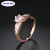Top Quality Six Claw Crystal Wedding Rings For Women Rose Gold Couple Ring Jewelry DWR680