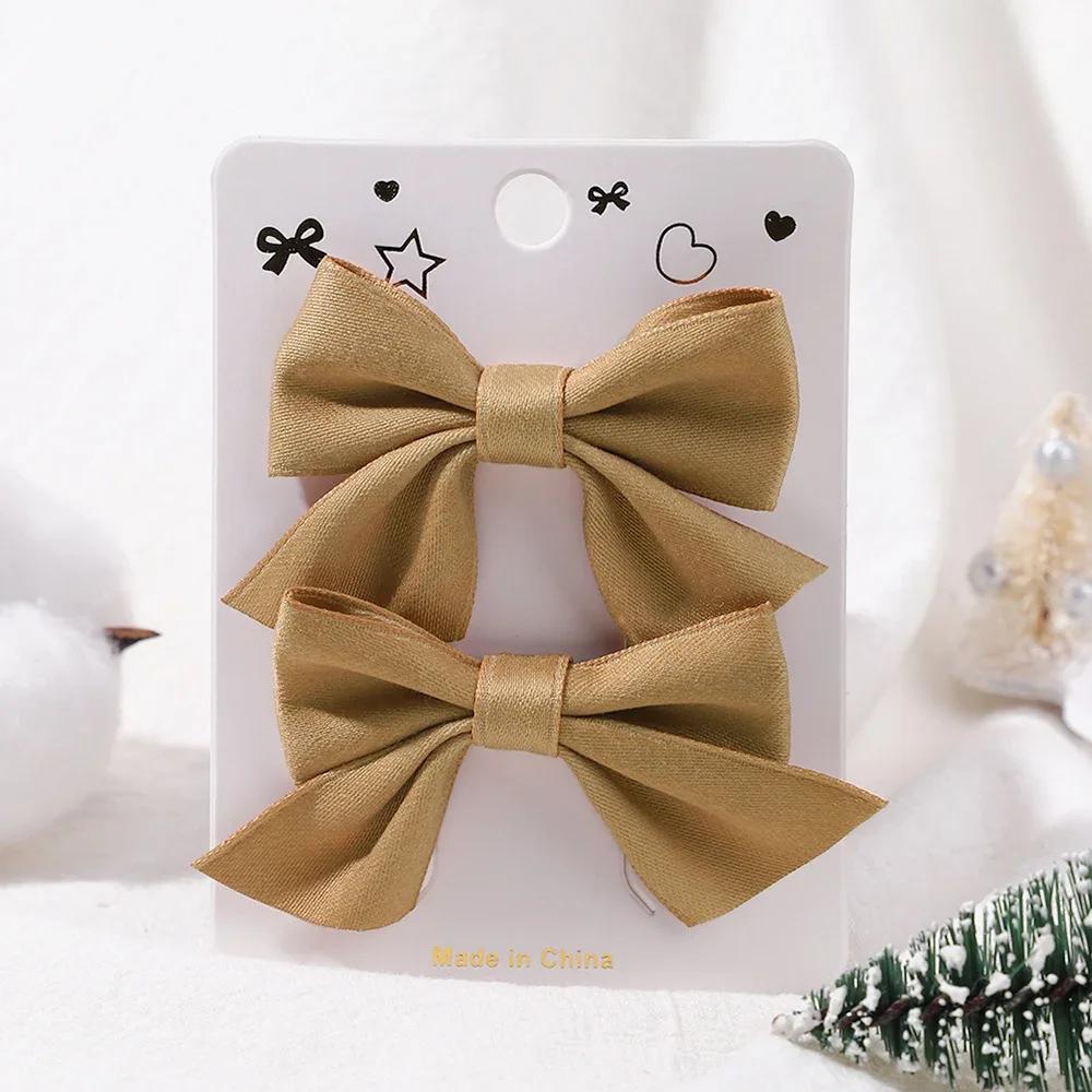 2Pcs/Set Solid Color Nylon Kids Bows Hair Clips for Baby Girls Handmade Bowknot Hairpin Barrettes Photograph Hair Accessories