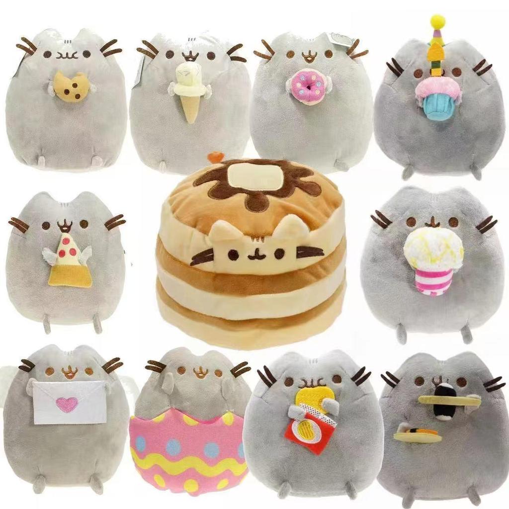 Cross-Border Gray Cat Plush Toy - Donut, Pizza, Hamburger, Sandwich, Cookie Claw Machine Doll